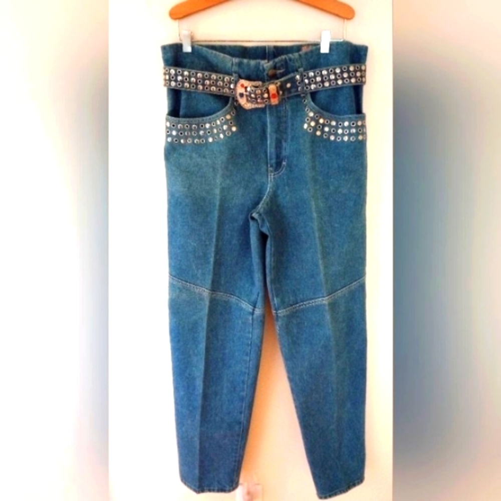 VTG Bonjour Embellished Jeans With Belt Size:Small (6/8)